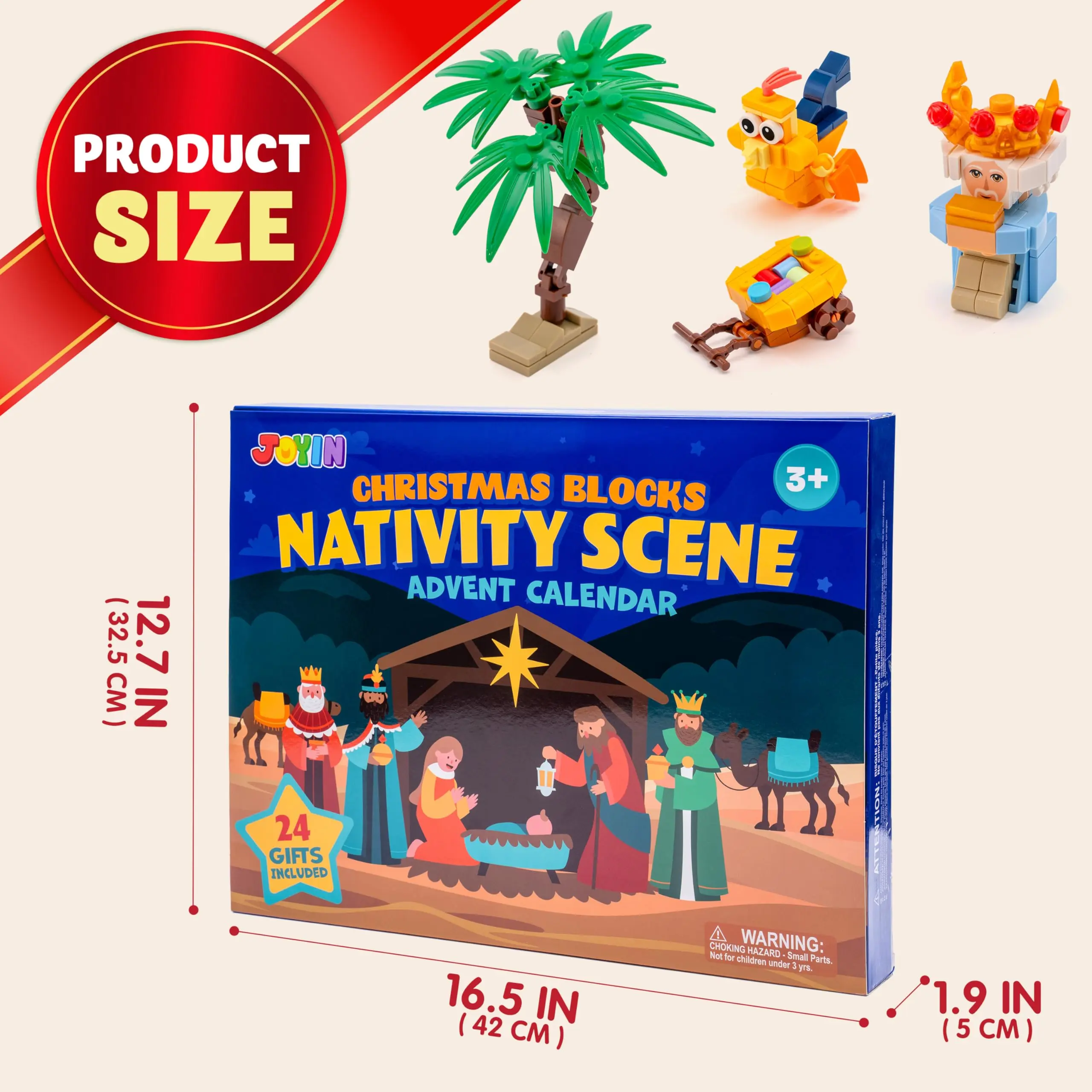2026 Christmas Advent Calendar Building Blocks, 24 Days Christmas Themed Nativity Building Blocks, Xmas Party Favor Supplies for Boys Girls, Kids Xmas Fun Gifts, Countdown Calendar