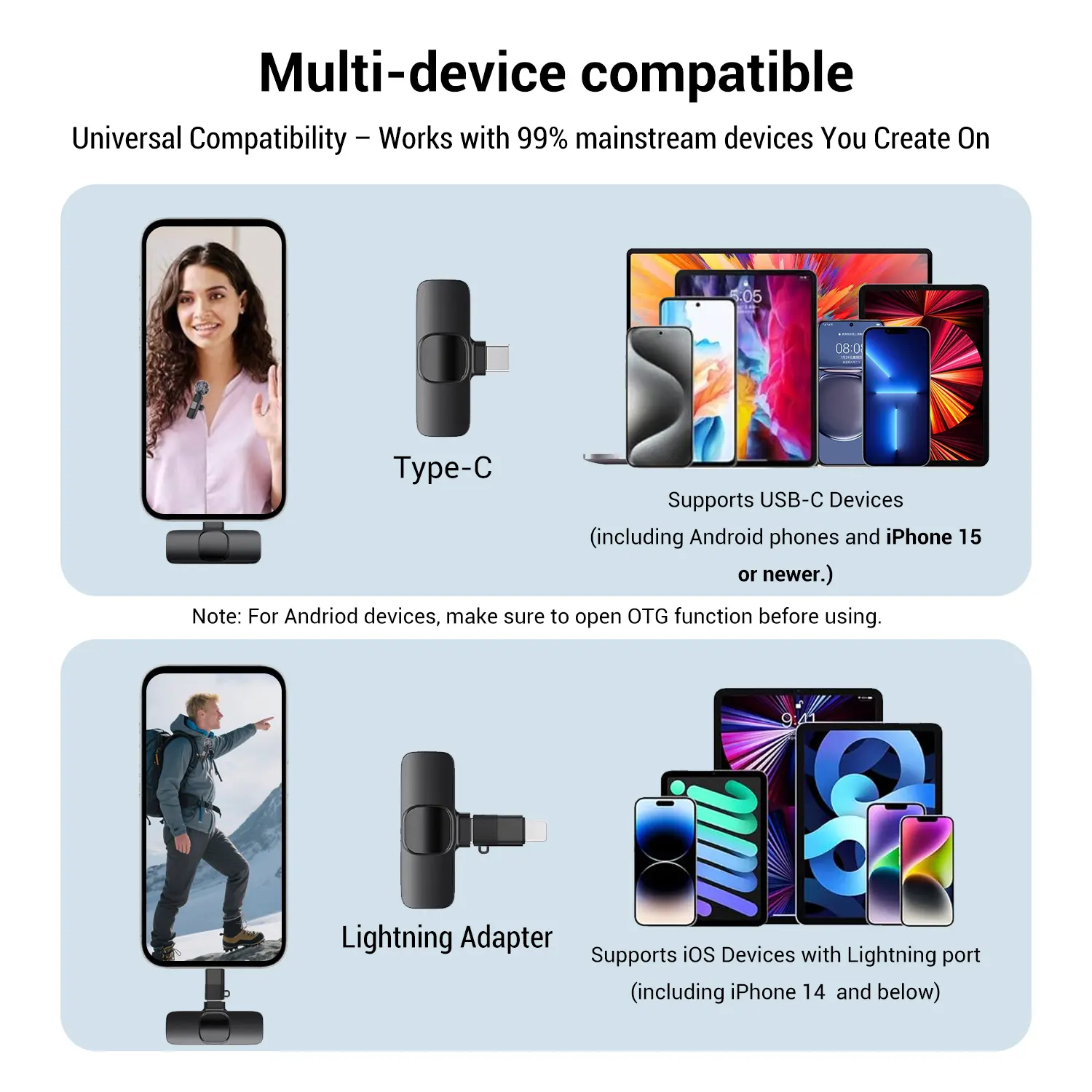 Wireless Mini Lavalier Microphone for iPhone & Android