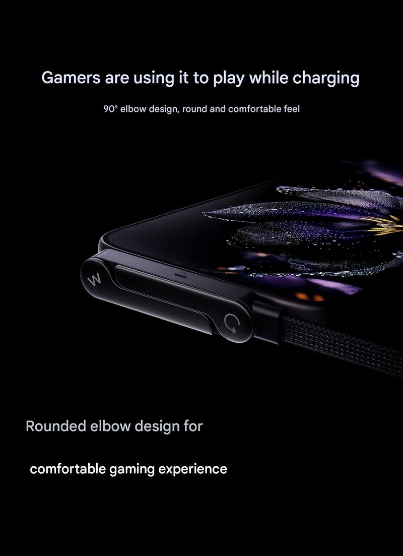 basemo Invisible Holder Charger Cable with Stand, 240w super fast charging 2-in-1 Fast Charging Cord & Phone Stand for Gaming, Office, Car Travel, Compatible with iPhone Samsung Type-C charging cable Black