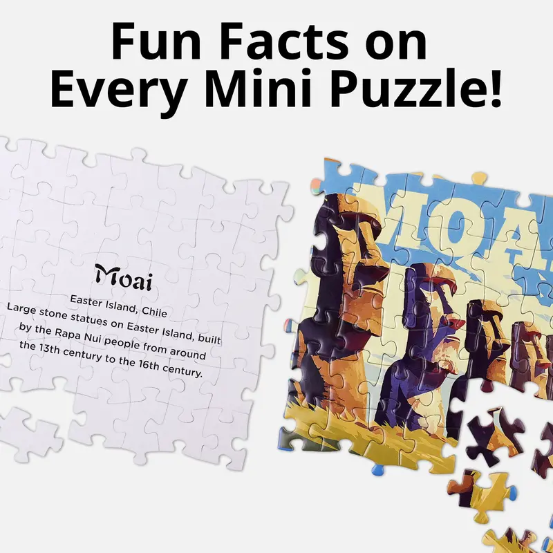 Travel Series, 24 Mini Pack 1000 Pieces Jigsaw Puzzle, 8 Puzzle Stickers, 3 Themes: National Parks, World Heritage, Global City Tour, Daily Puzzle, Family Game Night, Finished Size 27.5 x 19.7 in