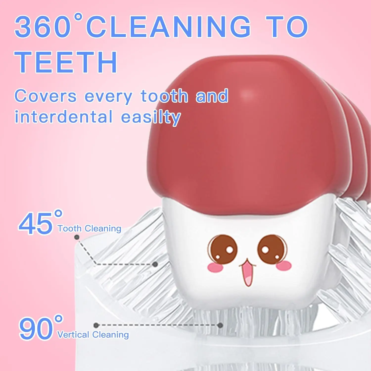 Kids U Shaped Electric Toothbrush Children Rechargeable Sonic Toddler Toothbrush baby Electric toothbrushes with1-4 Brush Heads Full Mouth 6 Cleaning Modes Oral hygiene Cleansing