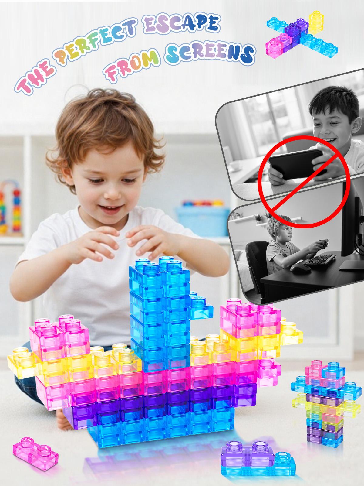 JOYSPOT Soft Jelly Building Blocks, Squishy Multi-color Stacking Building Blocks Toy Set, Non-toxic Sensory Tactile Play Toy Safe Squeezable & Stretchable Fun, Puzzle Blocks for Kids Early learning Preschool STEM Creative Construction Bath Toy Age 3+ tikt