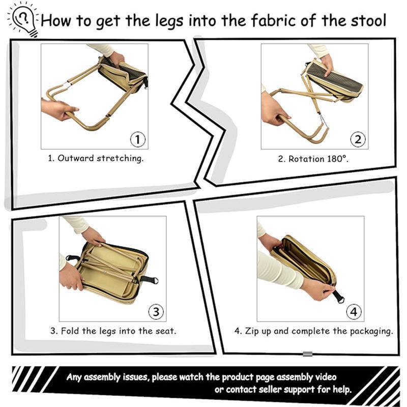 Portable Folding Stool with Carry Bag, Lightweight Foldable Stool, collapsible stools, Outdoor Chair with Pocket, Travel, Bbq, Fishing, Beach, Picnic, Camping Folding Chairs, Folding Lawn Chair, Sturdy Outdoor Bench, Camping Furniture
