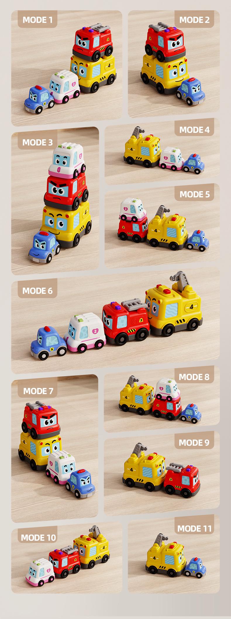 Hotfree 4 in 1 Montessori Toy Cars Set - Stacking Nesting Magnetic Following Toddler Toys 1-2, Sensory Toys with Lights, Music & Cars Toys, STEM Educational Toy, Baby Toys Christmas Birthday Gifts for KIds Boys Girls #backtoschool