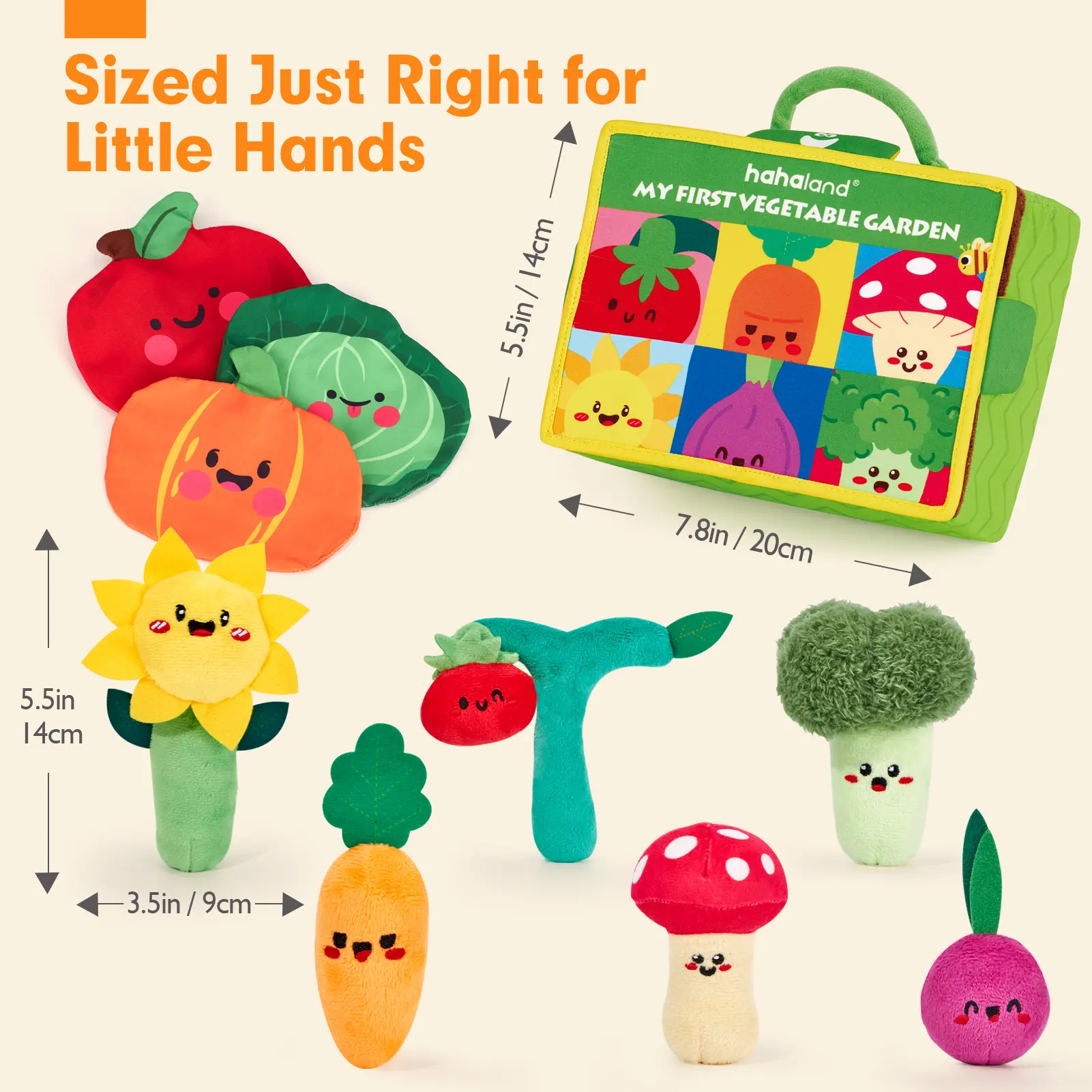 My First Garden Stuffed Toys Set-Fruits Vegetables Garden Plant Plush-Sensory for Babies 6-12 Months,Montessori Sensory Toy Carrot Flower with Rattles Mirror Squeaker Textures , Baby Gifts,Soft Huggable Stuffedtoy,Durable Soft Fluffy