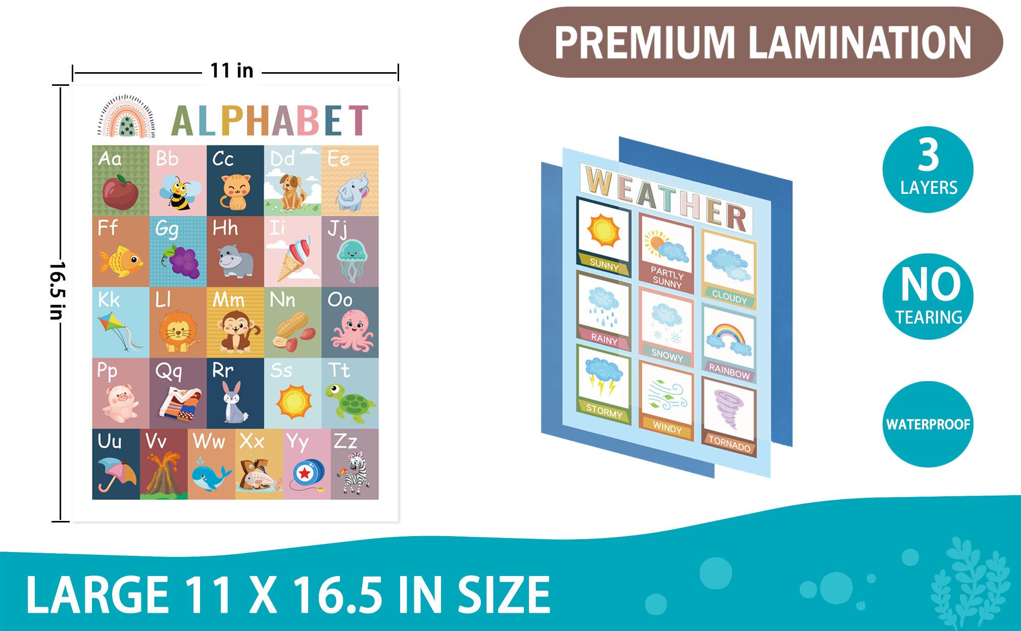 16 Boho Colorful Educational Posters for Toddlers Ages 1-5, Kindergarten Charts with Post Ideas, Aesthetic Wall Decor, School Supplies, Kids Learning Materials, Toddler Gifts, Office Stationery
