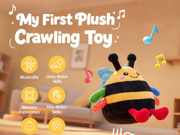 hahaland Baby Toy for 6-12 Months &ndash; Crawling Musical Dancing Bouncing Learning Bee Plush,Abeja que baila/Abeja que canta/ Interactive,48 Songs & Repeat what you say,Tummy Time Toy infant toy for Birthday 0-3 Months/6-12 Months,Cute Gifts Play