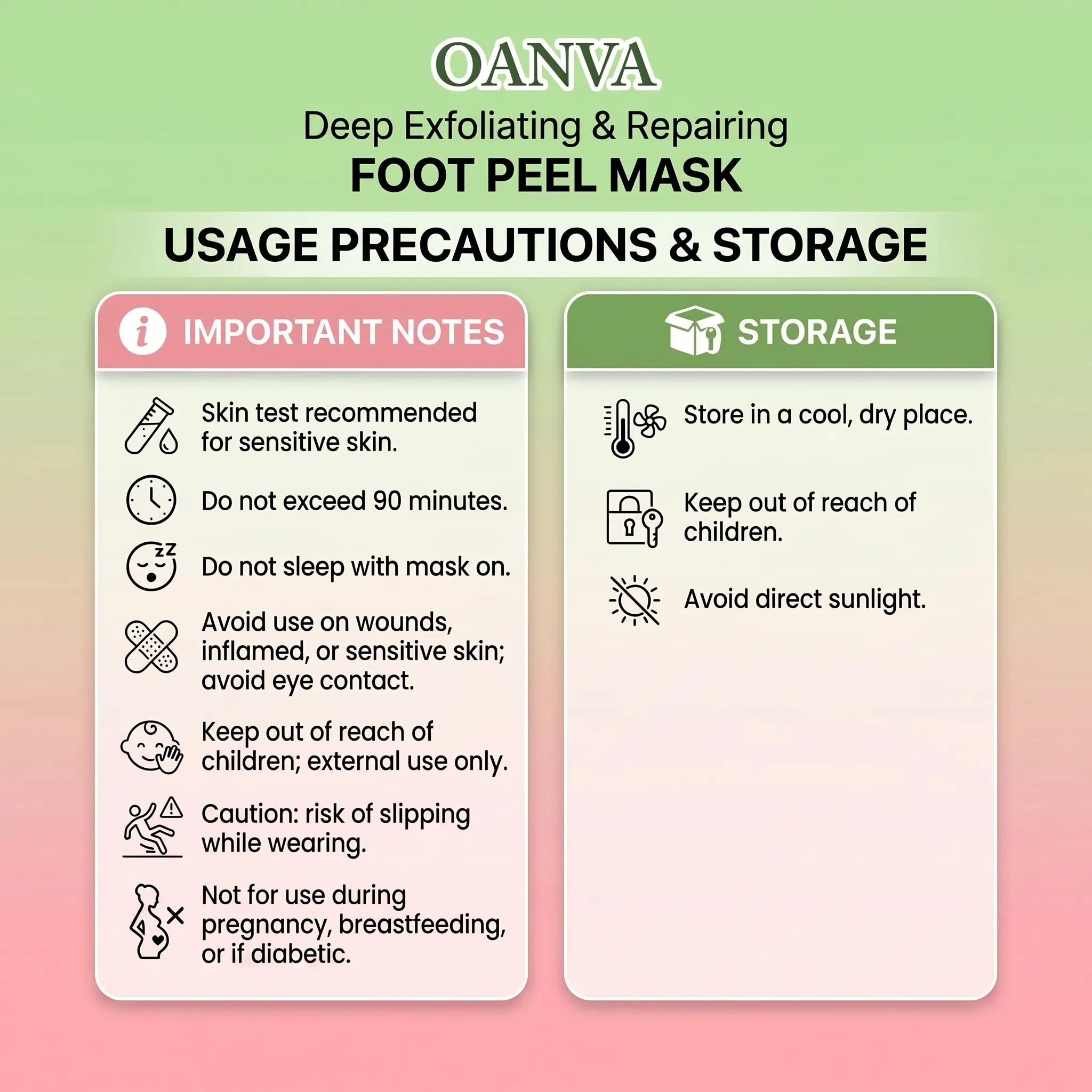 OANVA Foot Peeling Mask, Exfoliating Foot Peel Mask with Avocado Oil & Coconut Oil, Remove Dry Dead Skin & Calluses, Repair Cracked Heels for Baby Soft Feet