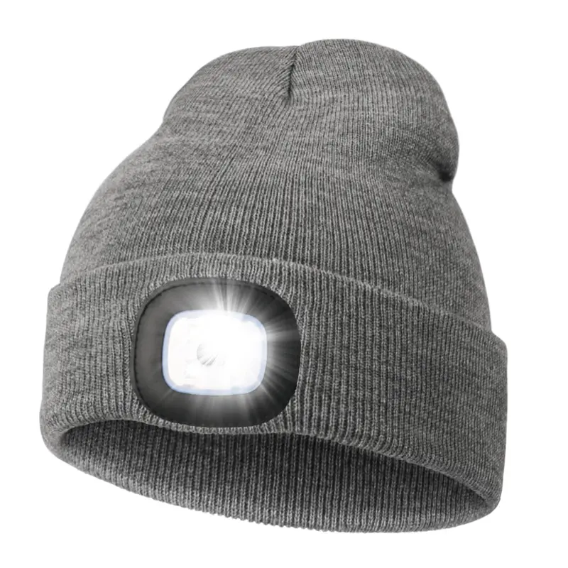 Unisex Hat with Light, USB Rechargeable Hands Free Headlamp LED Beanie, Winter Gifts for Men Dad Father Husband Him
