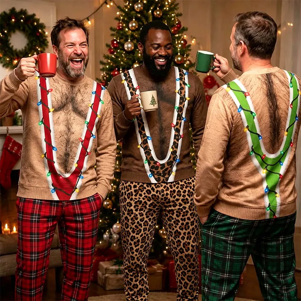 Soft, playful plaid knit loungewear sweatshirt—a fun, novelty Christmas gift.