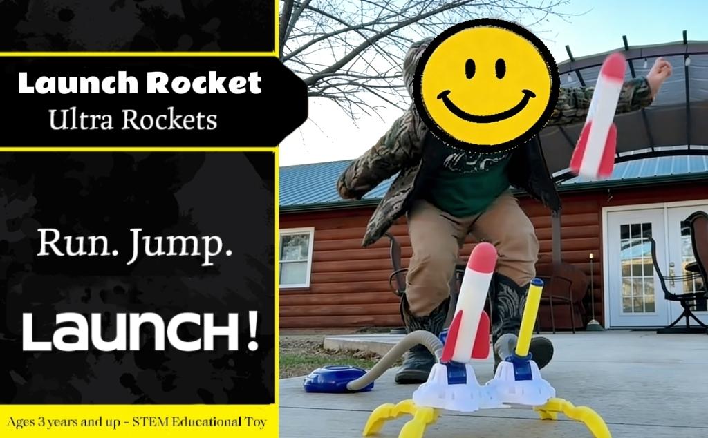 Rocket Launcher Toy Set - Light-Up Glow Foam Rockets, Adjustable Launch Stand with Durable Base for Stomping, 200 ft Launch Range, Playful Flying Toys, Outdoor Family Fun Holiday Gift Idea