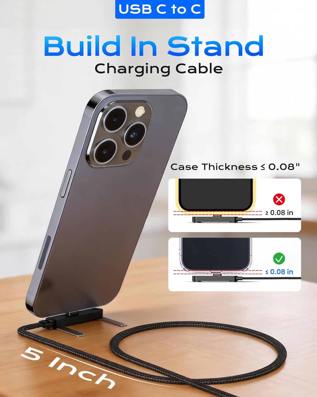 The World’s Most Functional 2-in-1 Fast Charging Cable - 2 Pack -Charge, Stand, & Play