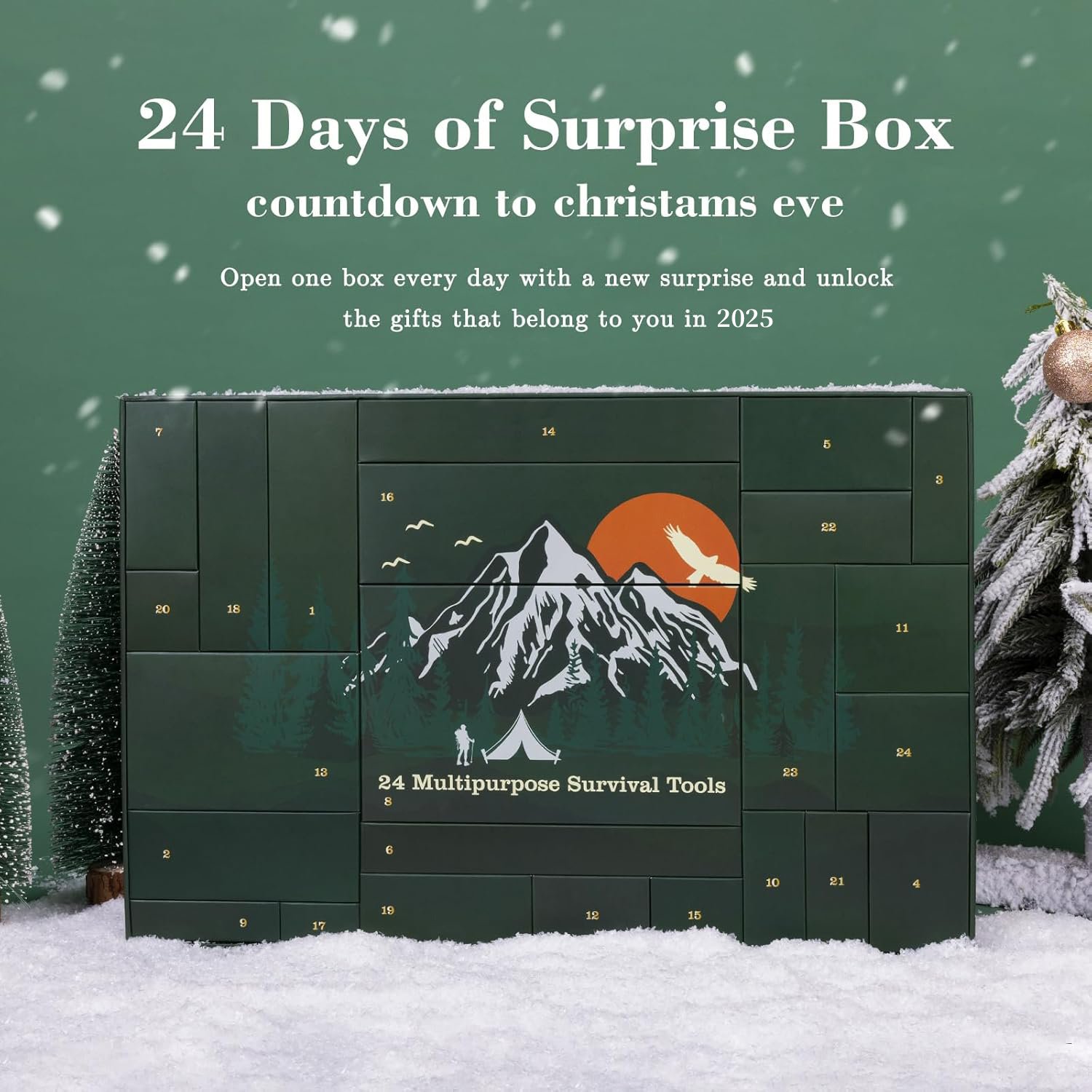 Advent Calendar Survival Kit - 24-Day Christmas Countdown Calendar Emergency Survival Kit