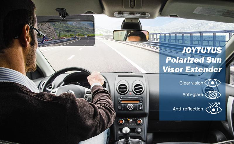 Joytutus Sun Visor for Car Universal Anti-Glare Polarized Visor Extender with UV400 Protection & Clear Vision 12.6 x 5 Lens Size Quick 5 Sec Installation Safe Driving Windshield Sunshade