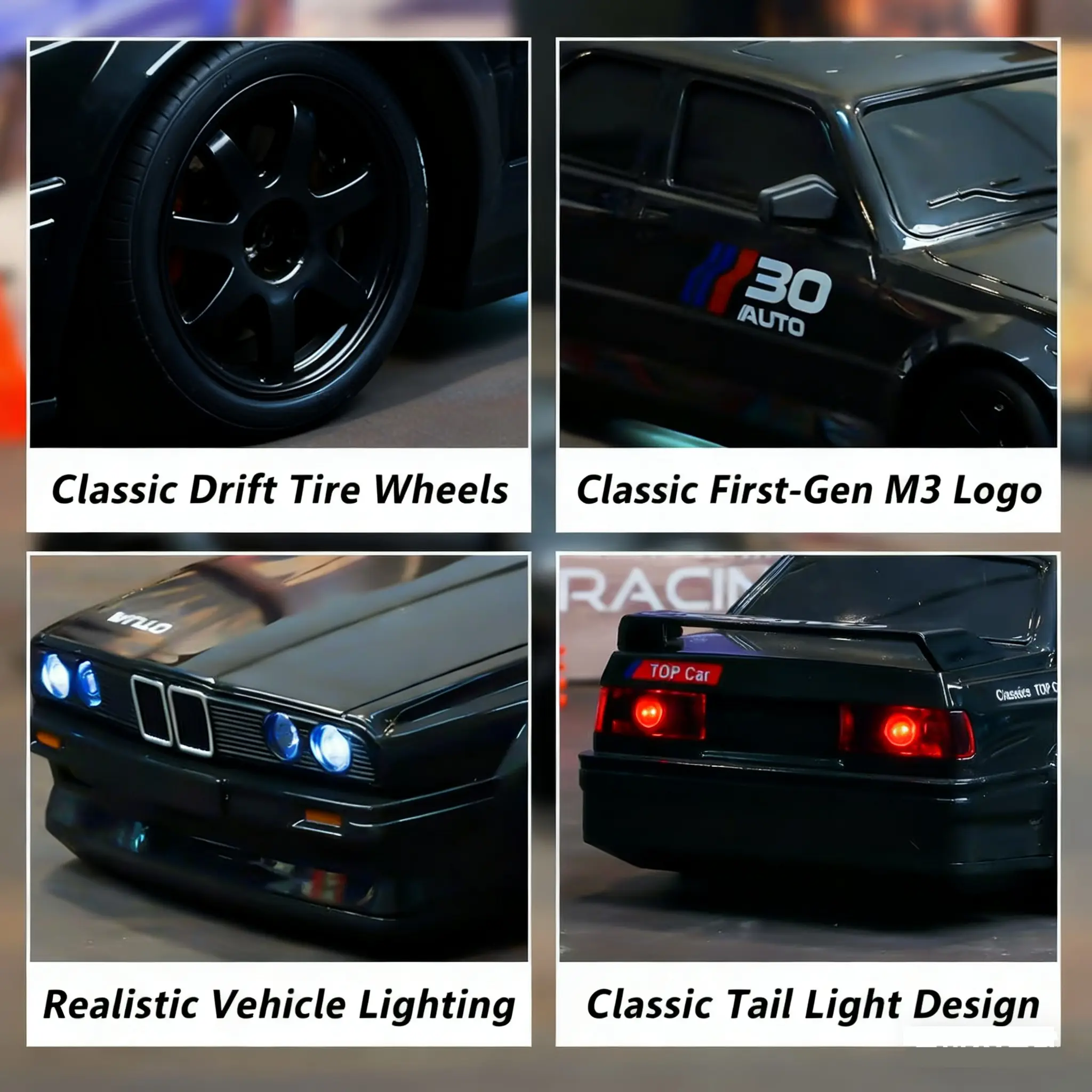 1:24 Remote Control Drift Car, Drift RC Cars, 2.4GHz 4wd, LED Lights, Road Obstacle Tool, Birthday Gift, USB PD Charging, Lithium Battery Included