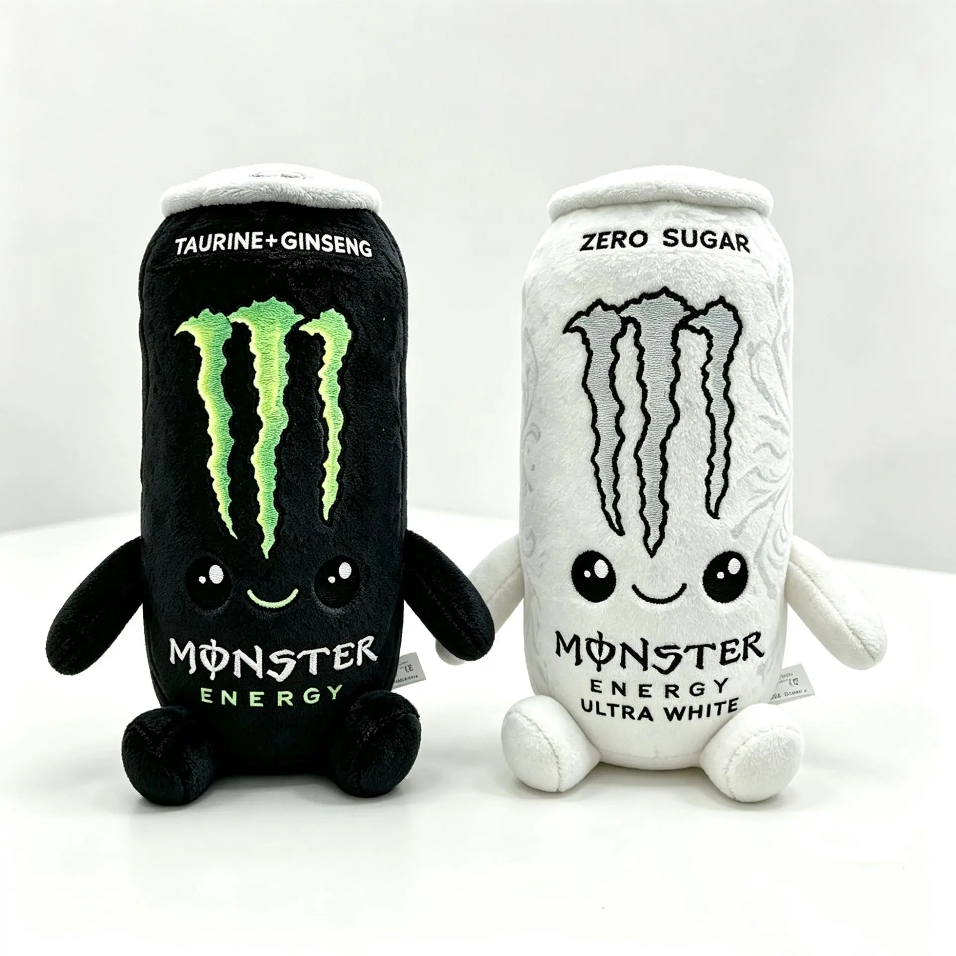 Drink Can Plush Toy - Black & White Ultra White Stuffed Doll, Soft Simulation Beverage Figure, Kawaii Collectible.