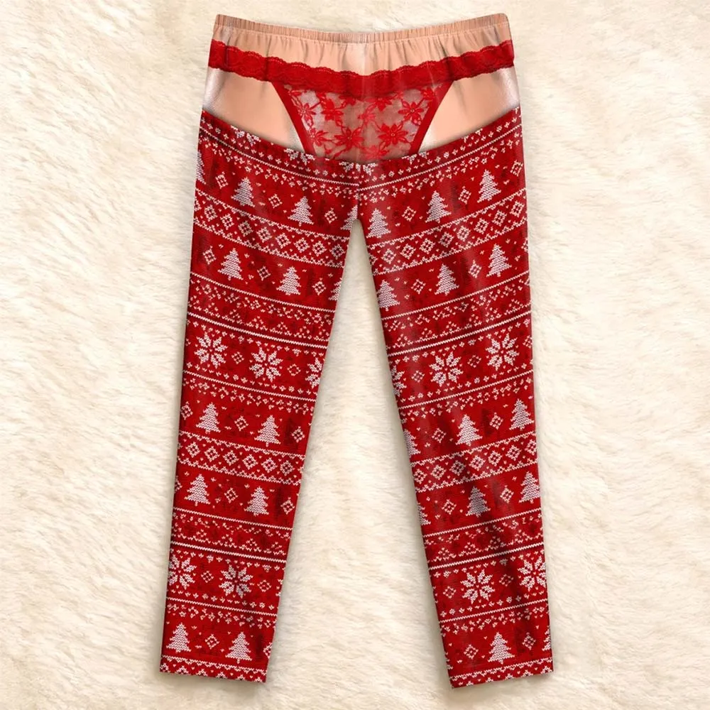 Fleece Plaid Print Style Pajama Pants, Christmas Gag Gift for Her