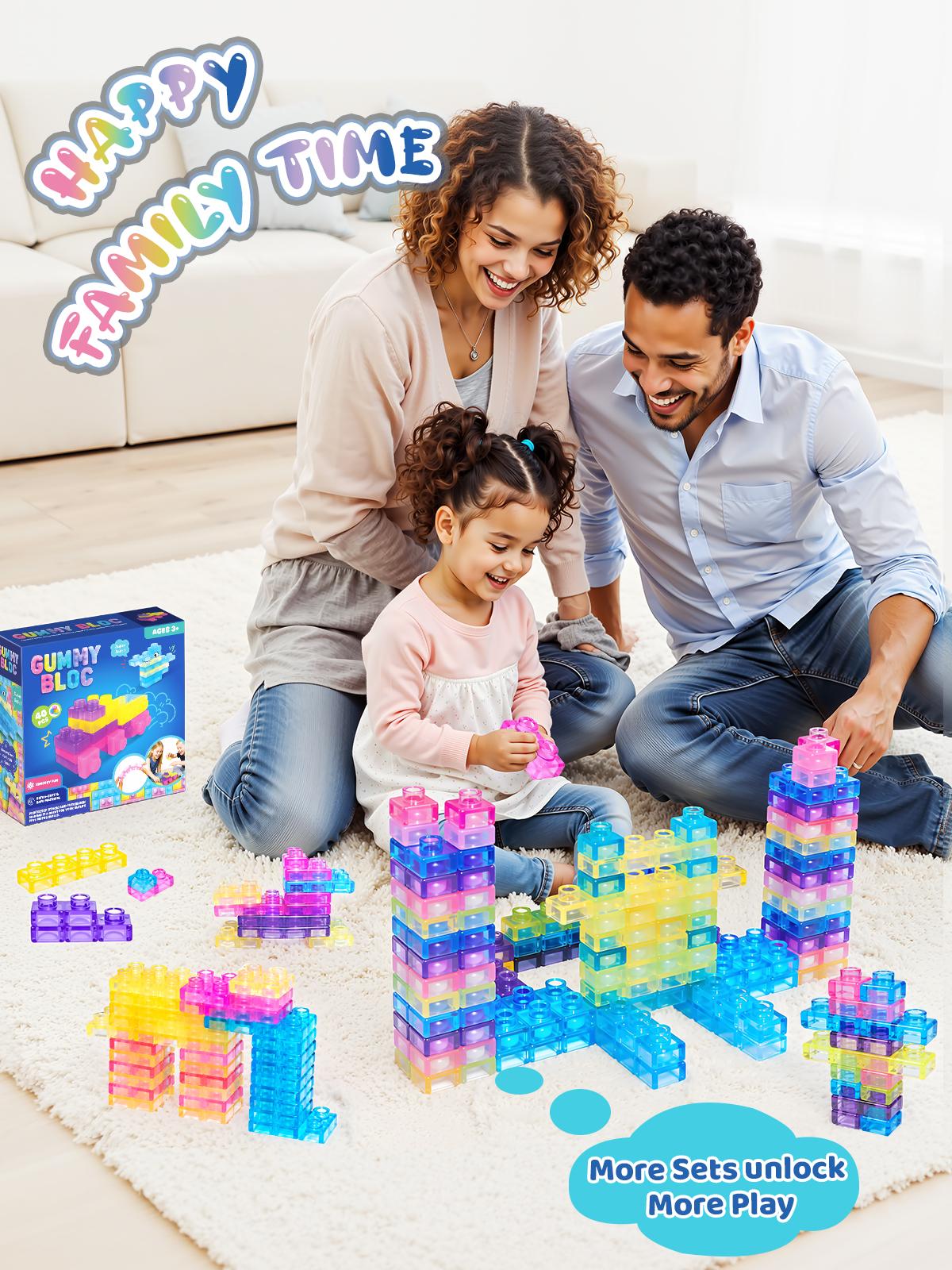 JOYSPOT Soft Jelly Building Blocks, Squishy Multi-color Stacking Building Blocks Toy Set, Non-toxic Sensory Tactile Play Toy Safe Squeezable & Stretchable Fun, Puzzle Blocks for Kids Early learning Preschool STEM Creative Construction Bath Toy Age 3+ tikt