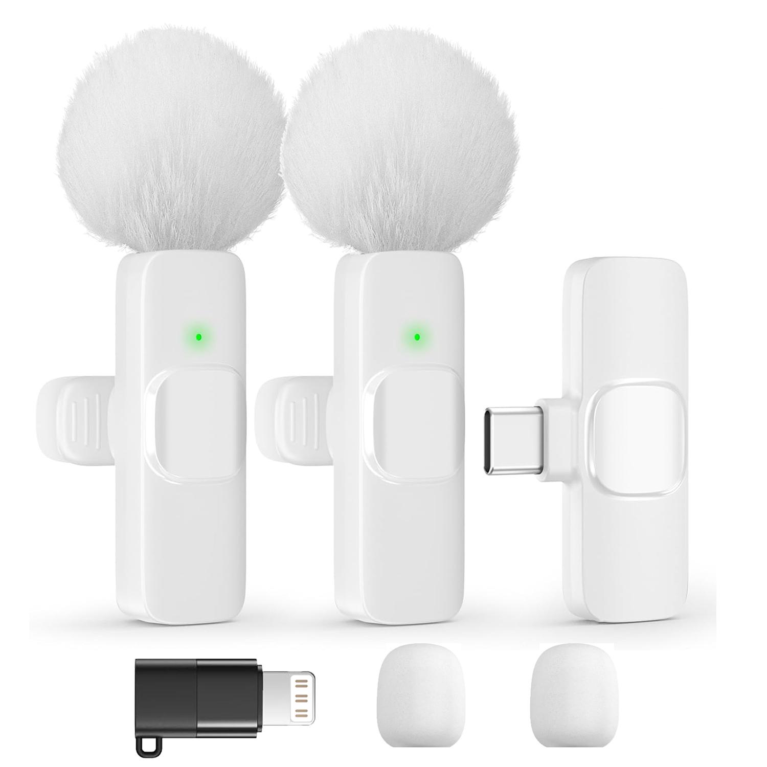 Wireless Mini Lavalier Microphone for iPhone, iPad & Android, Noise-Cancelling Plug & Play Lapel Mic for Lightning, USB-Rechargeable Microphone for Short-Video Platforms, Vlogs & Live Streaming, Live Streaming Equipment