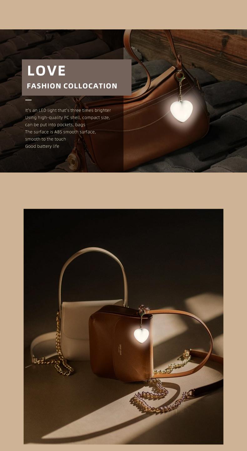 Love Wallet Tote Bag Touch Sensing Light Leather Handbag with Chain Strap for Women Heart-Shaped Illumination Functional & Stylish Accessory