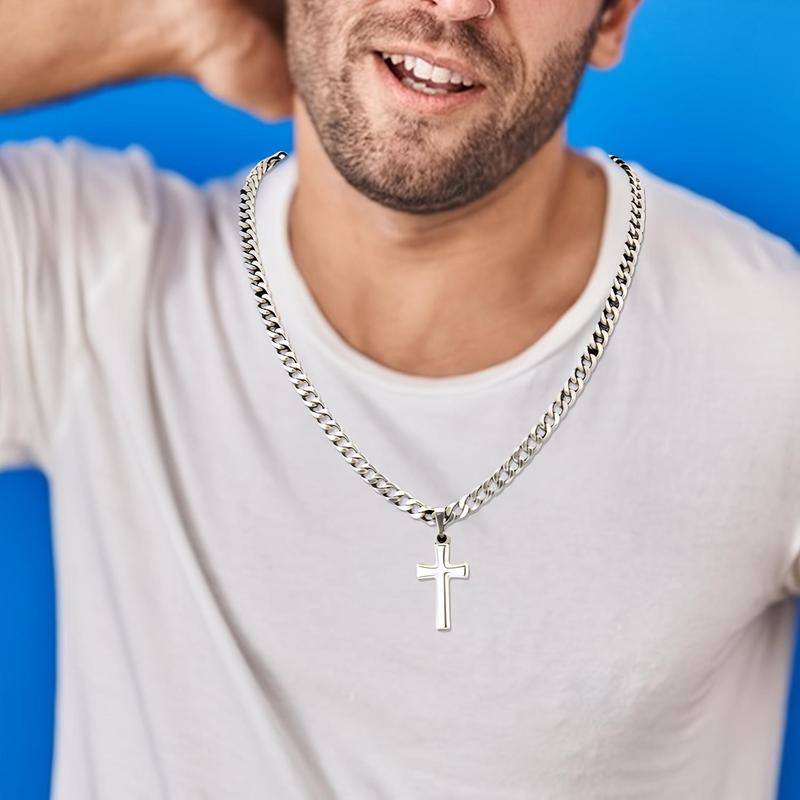 "To My Son" Stainless Steel Cross Pendant Necklace, Birthday Gift, Valentine's Day Gift, Christmas Gift, with Card and Gift Box Packaging, the Perfect Gift for Loved Ones Personalized