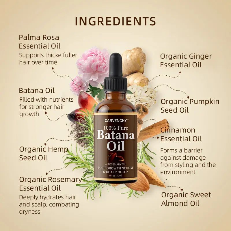 Batana Oil,Strong & Healthy Hair, Make Hair Longer Fuller Thicker, Organic Batana Oil with Rosemary,Organic Rosemary Oil Vitamin E Nourish Scalp,for All Hair Types,