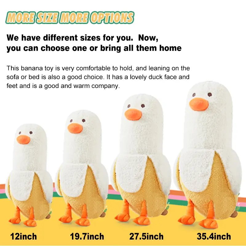 Cute Banana Duck Plush Stuffed Animal Toy for HomeDecoration Squishy Plushie Toy Comfort Plush for Gifts Soft Huggable for Parent-Child Interaction Couples & Friends Prank Toy Party Fun Gift for Kids