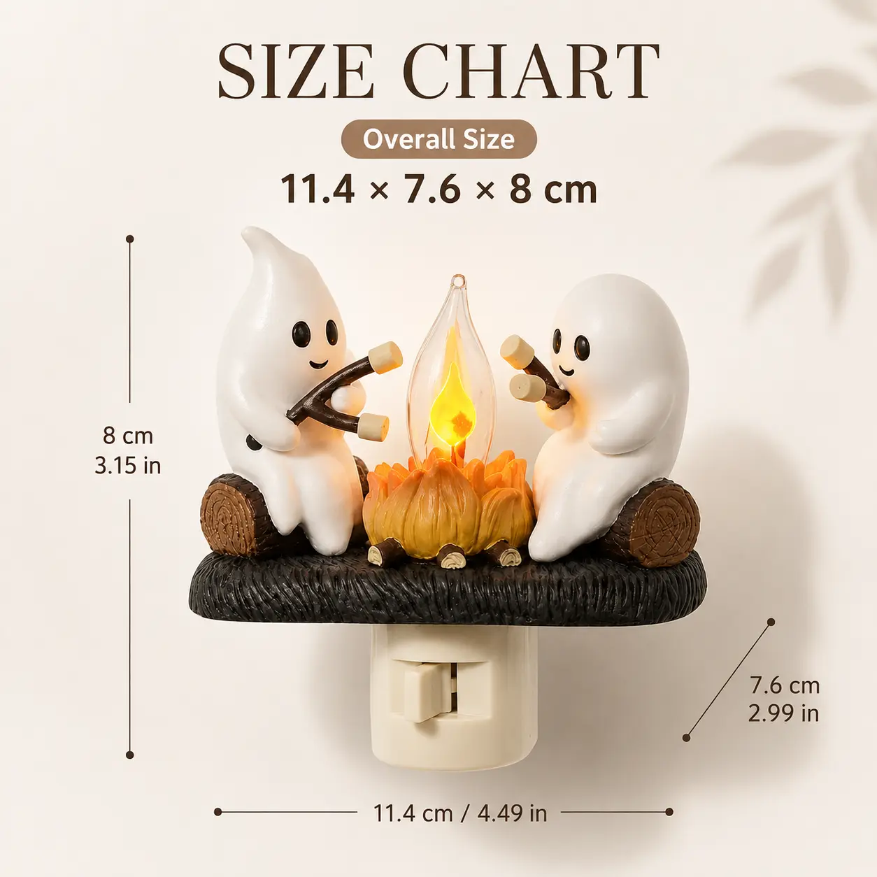 3D Flickering Campfire Night Light - Halloween & Christmas Decor, Resin Indoor Holiday Light