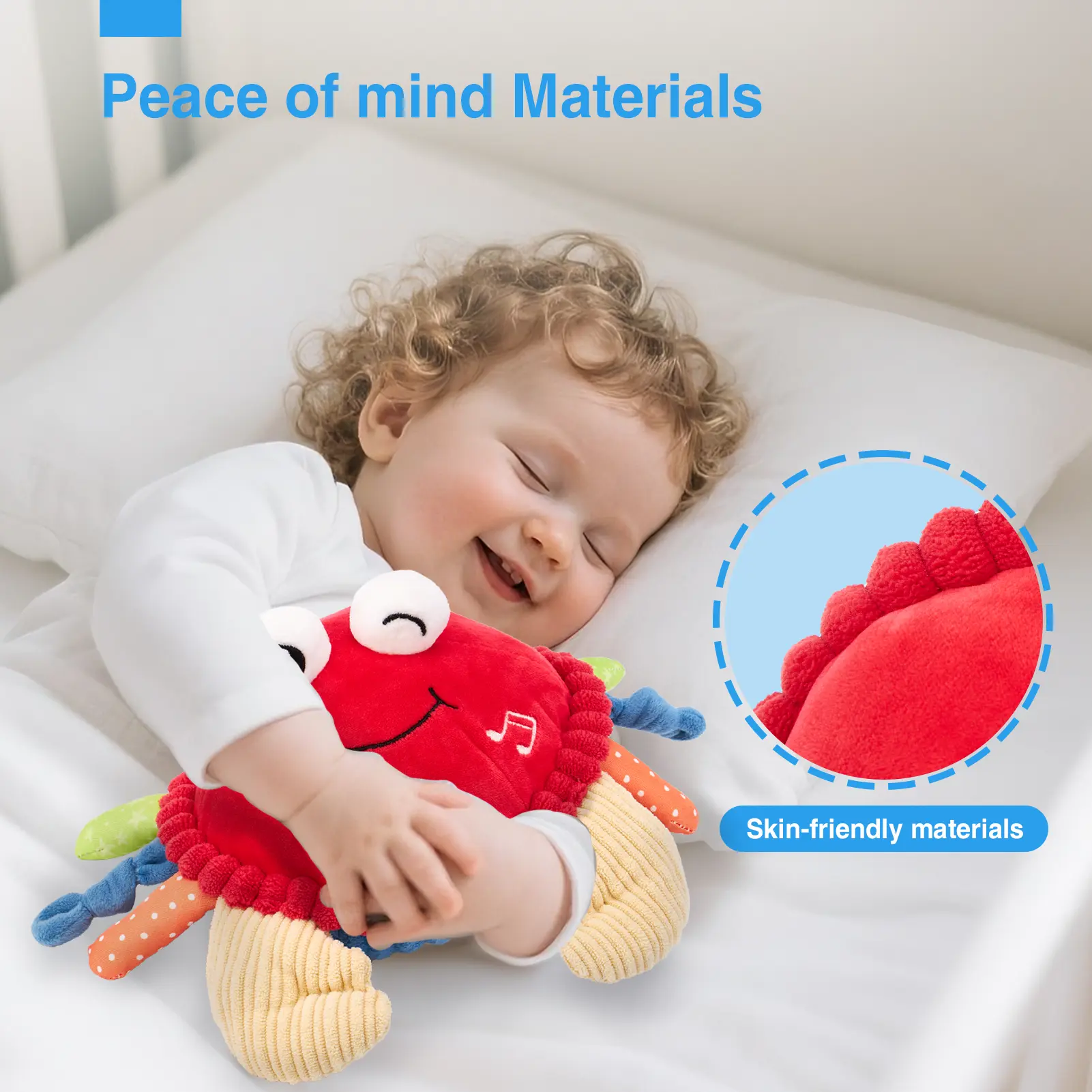 Musical Crab Plush Toy - 48 Songs & Repeat What You Say - Crawling Musical Dancing Walking Bouncing Moving Bouncing Talking Learning Crab-Sensory Toddler Toys for Birthday Tummy Time Toy 0-3 Months/6-12 Months,Mothersdaygift/newborngift