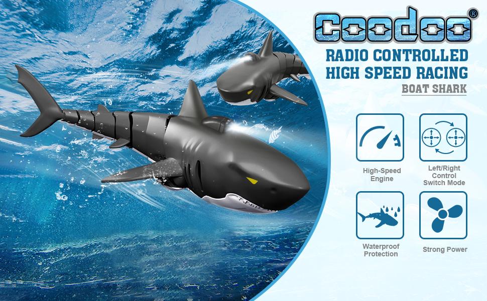 Summervibes Remote Control Shark Toys 1:18 High Simulation Scale Fish with Light for Lake Bathroom Pool 2.4g Electric RC Boat Birthday Couple Christmas Gifts