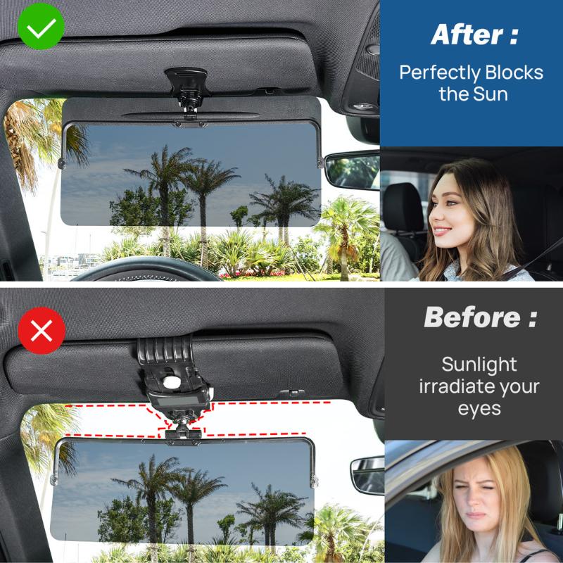 Joytutus Sun Visor for Car Universal Anti-Glare Polarized Visor Extender with UV400 Protection & Clear Vision 12.6 x 5 Lens Size Quick 5 Sec Installation Safe Driving Windshield Sunshade
