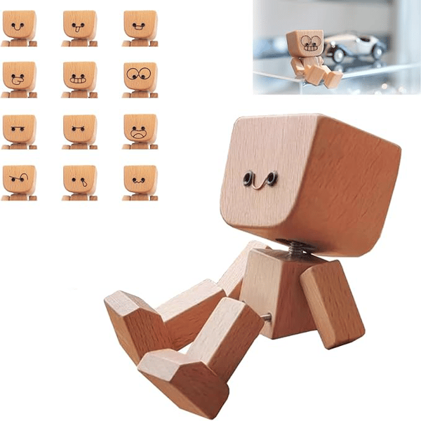Wooden Sway Figure with 12 Magnetic Emotions
