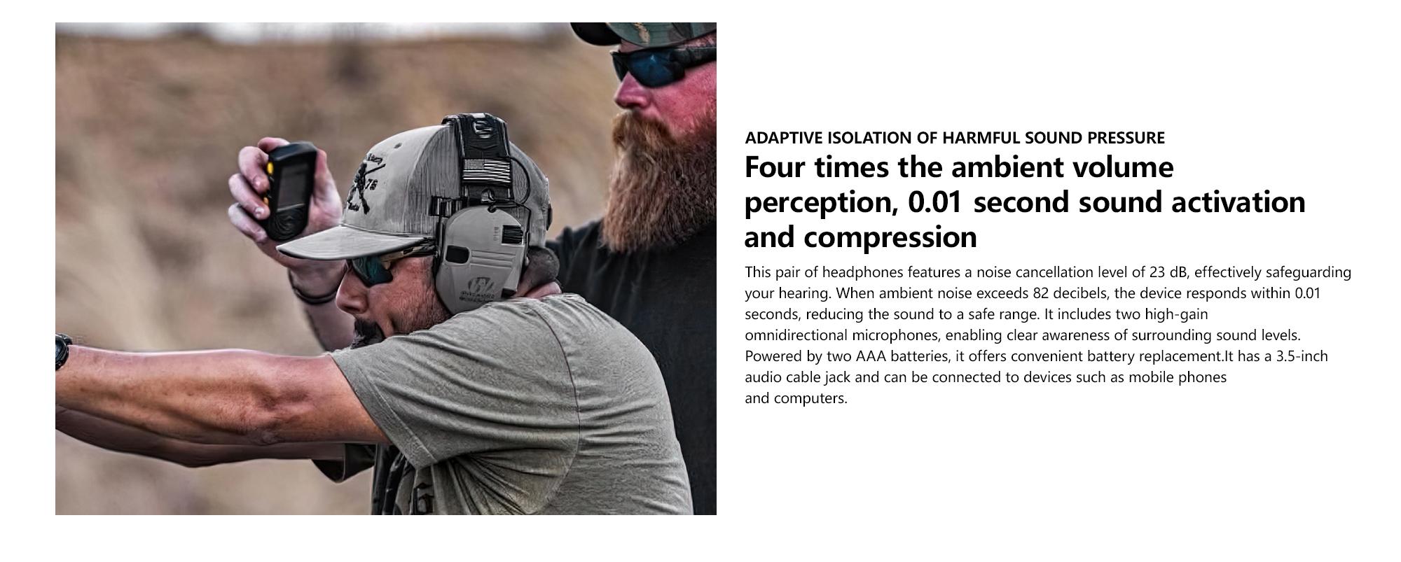 Tactical Noise Reduction Earmuffs, Adjustable Head-Mounted Tactical Accessories with Sound Pickup & HearingProtection for Competition, Hunting, Work,campingessentials,campinggear