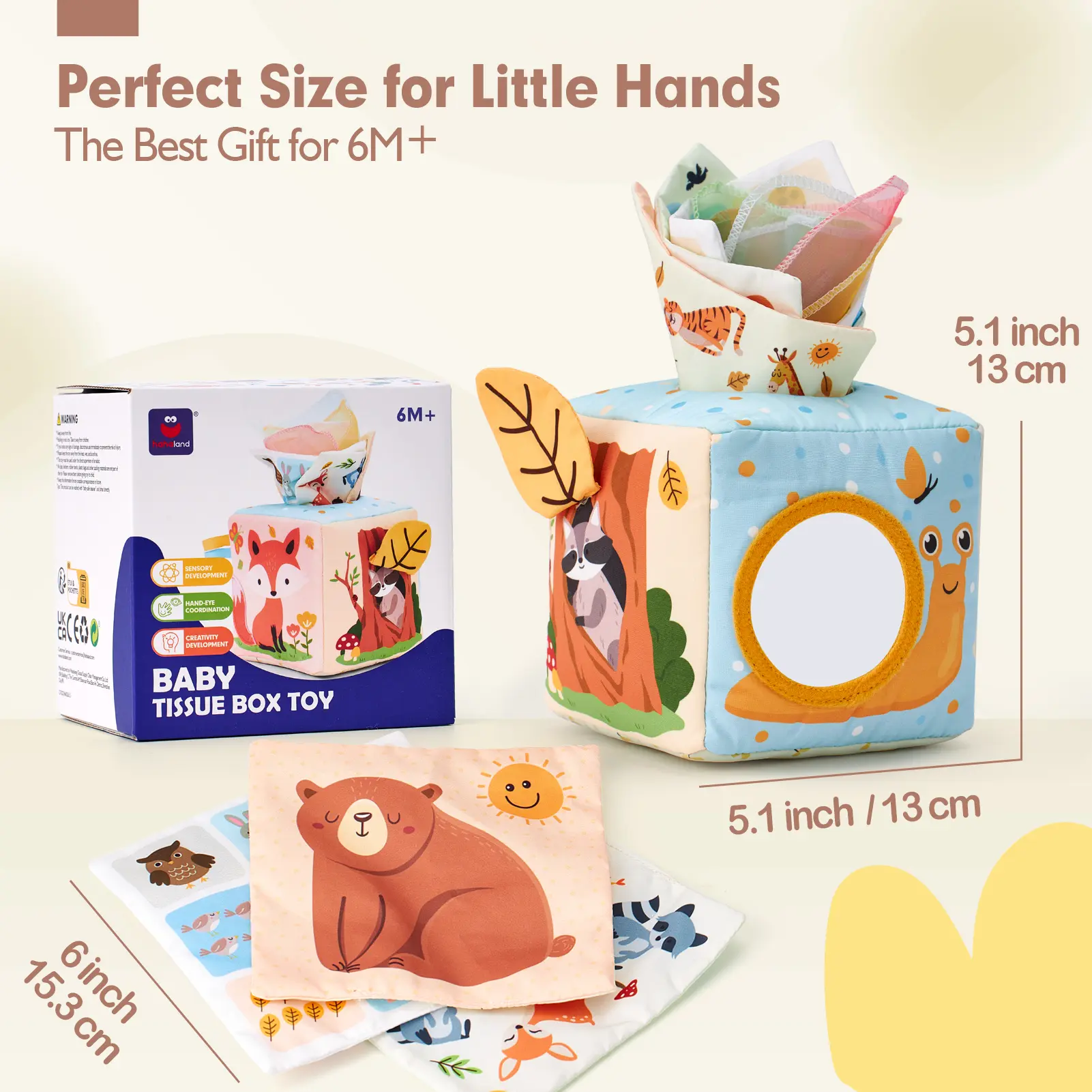 Baby Tissue Box Toy-Stuffers 6-18 Months Old Sensory Pulling Play Scarf Toy Montessori Toys Must Haves Valentines Day Baby Gifts Easter Basket Stuffers Creative Magnetic Blocks Math Learning Blocks