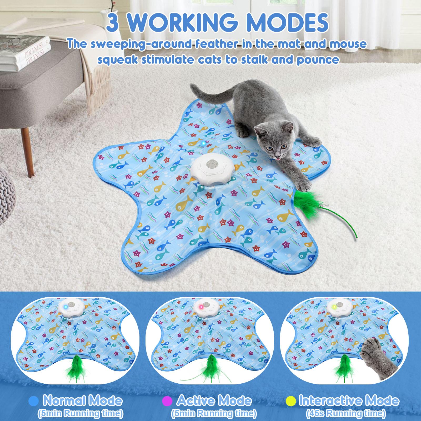 Interactive Unpredicatable Moving Feather Hunting Cat Toy , Hide and Seek Rechargeable Cat toy for bored cat,Automatic Chargeable，Indoor Exercise & Boredom Relief for All Breeds cats , Essential for Petlovers