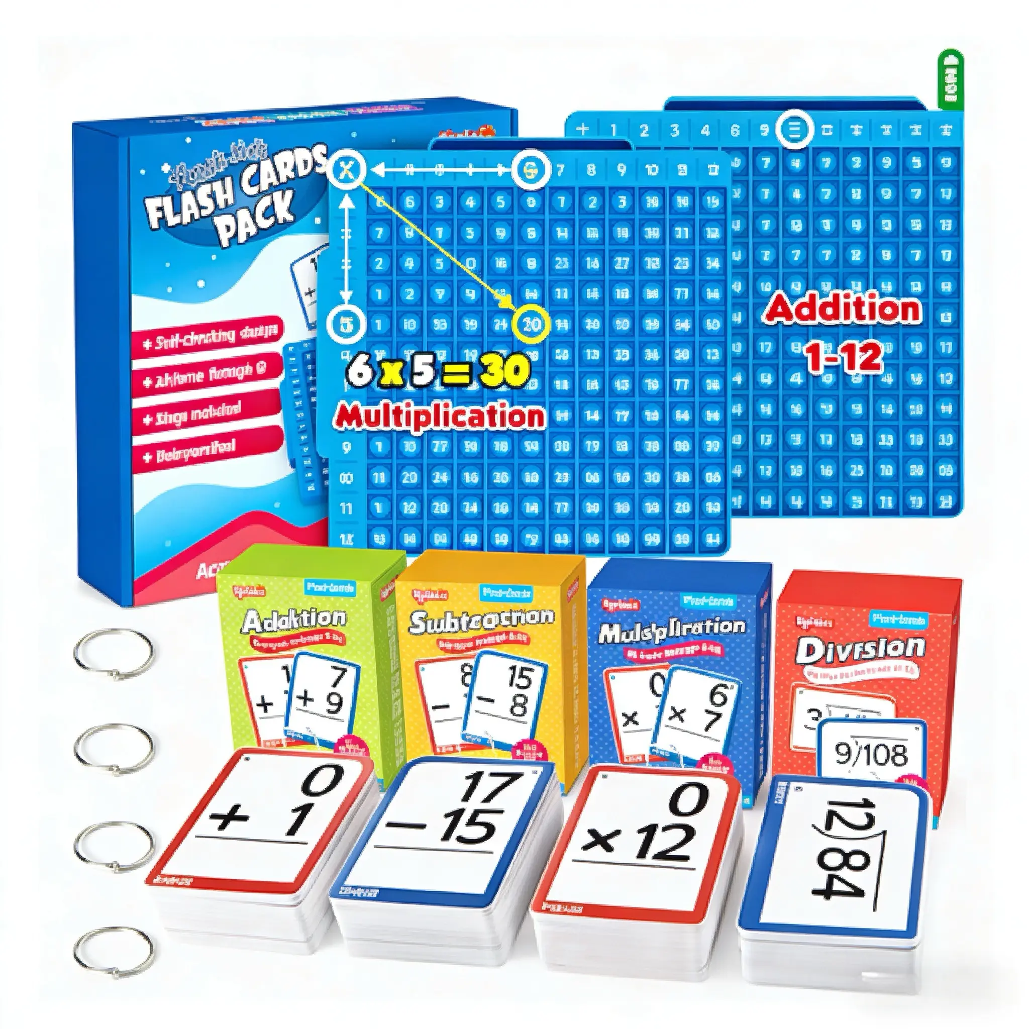 Math Flash Cards & Math Board, Multiplication Flash Card Times Table Chart, POP Fidget chart, Math Manipulatives Division, Addition, Math fidget toys, Subtraction Games Toys for Kids, 1st, 2nd, 3rd, 4th, 5th,6th Grade