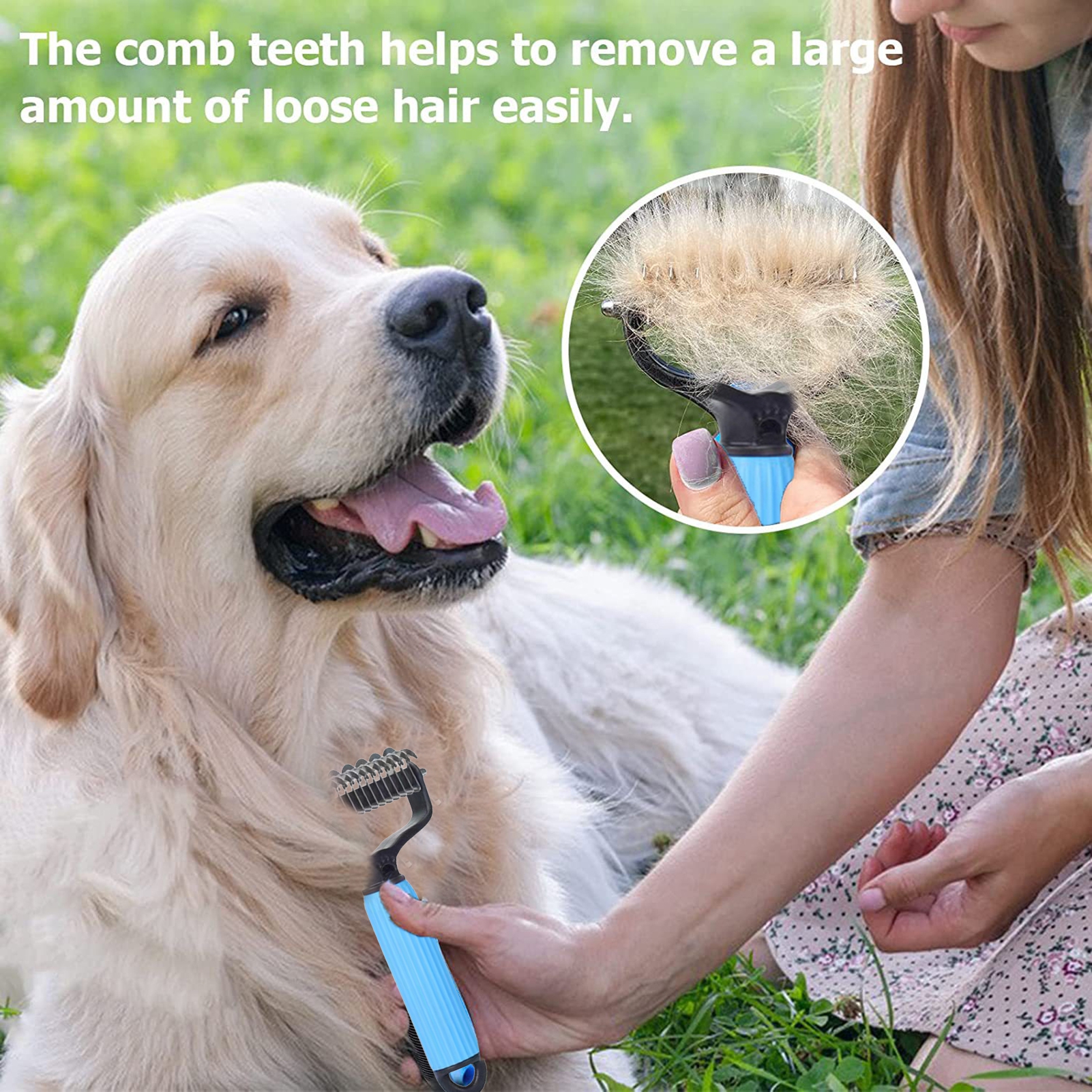 Pet Grooming Tool, Universal Detangling Comb for Dogs, Stainless Steel Double-Sided Design, Effective Shedding Removal & Matted Hair Tamer, Practical Daily Dog Coat Maintenance Supplies.