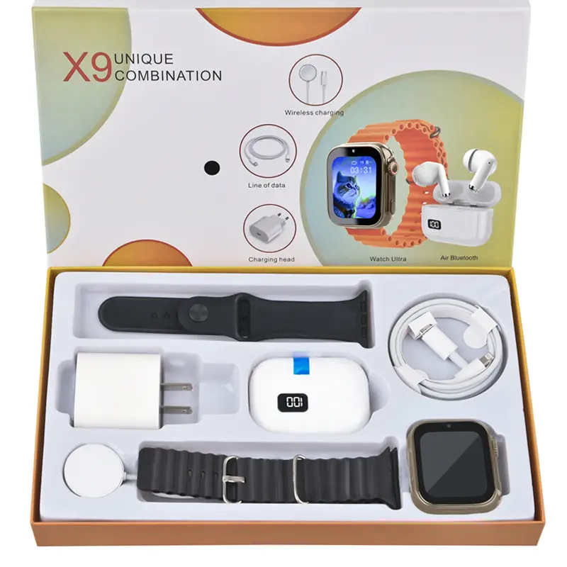 Smartwatch Set: Smartwatch, Bluetooth headphones, 20W fast charger, Type-C cable, adapter, and audio support—compact and portable. Headphone device. Wearable Smartphone Chargeable