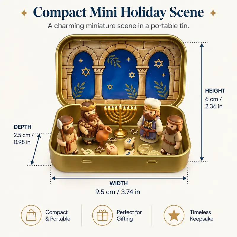 Religious Pocket-Size Mini Nativity Scene Set with Storage Box, Hand-Painted Plastic Figurines (Mary, Shepherd, Animals), Portable Christmas Table Decor, Ideal Holiday Gift