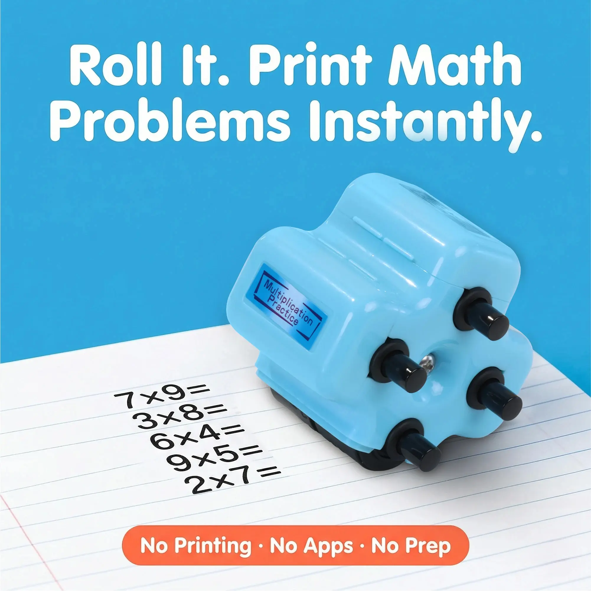 Math Teacher 4 in 1 Math Roller Stamp, Addition Subtraction  Multiplication Practice Tool, Math Stamp Roller for Kids  Ages 5-9 Classroom Home Use, Math Gift for Kids