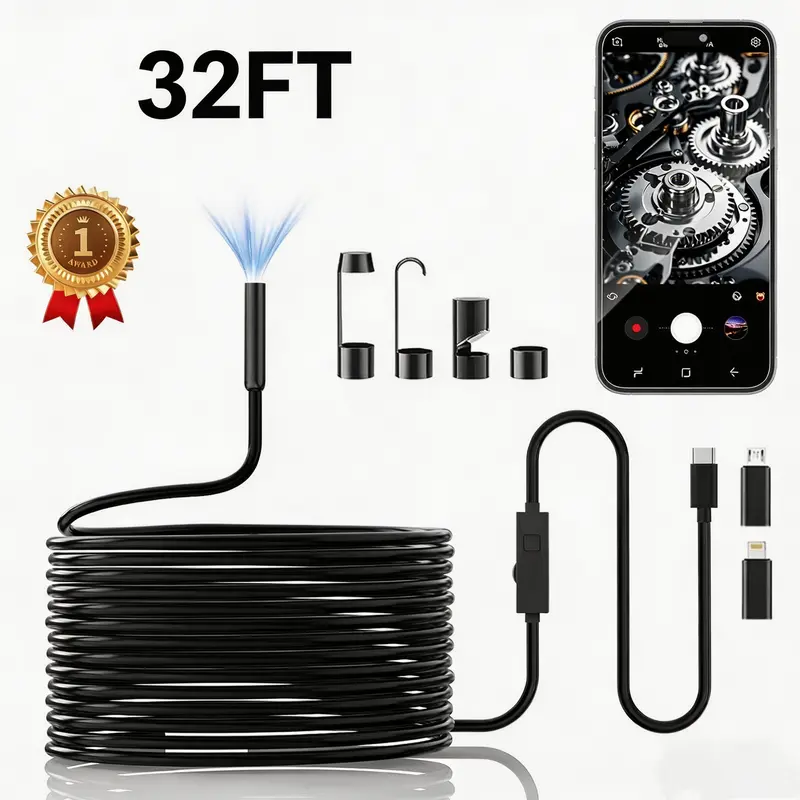 Endoscope Camera with Light - 1920P HD Borescope, 16.4ft