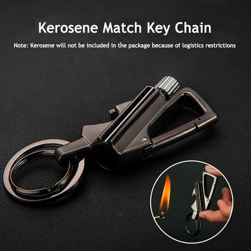 Permanent Match Infinity Lighter, Reusable Waterproof Flint Fire Starter with Keychain and Bottle Opener, Windproof Metal Kerosene Lighter for Outdoor Camping Hiking Survival (Not Include Lighter Fluid)