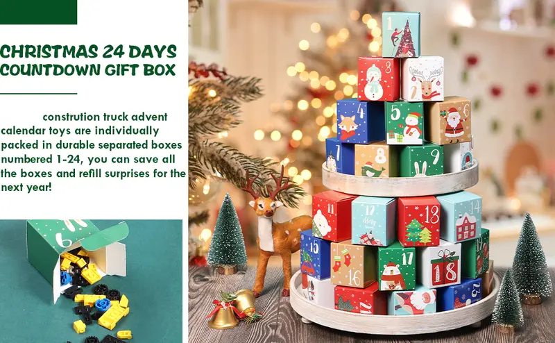 2026 Christmas Advent Calendar, 24 Days Countdown Calendar Gifts Box 3D puzzle Toys Set for Boy Girl Women Men