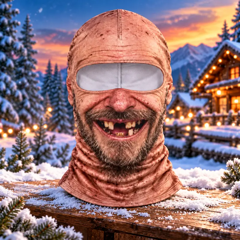 Funny Old Man Face Balaclava Mask, Dralon Thermal Fabric Winter Ski Mask, Warm Wind-Resistant Full Face Cover, Novelty Outdoor Headwear for Men & Women, Skiing, Cycling, Hiking & Winter Activities
