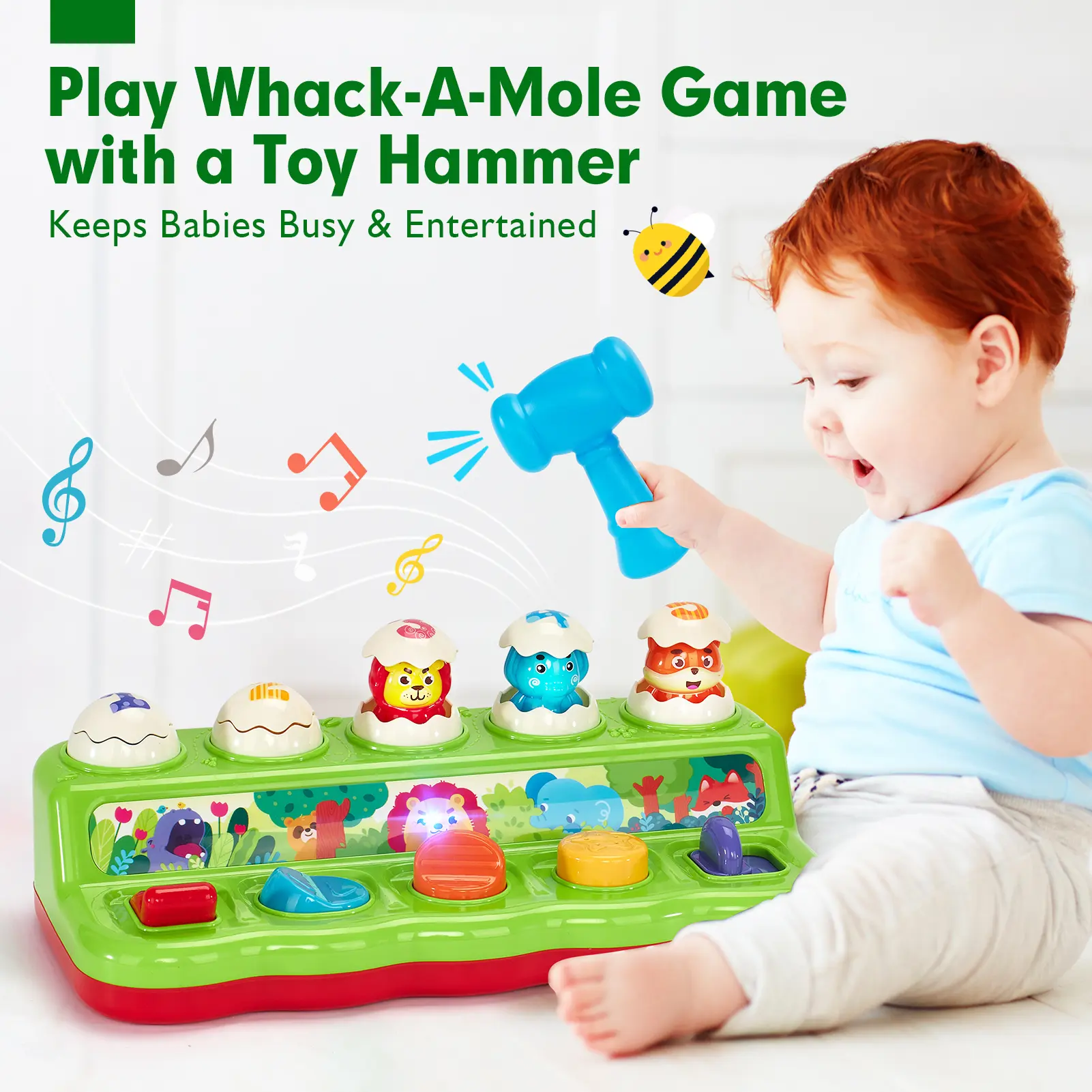 2 in 1 Pound Ball Toy & Car Ramp Race Track / Pop Up Montessori Toys with Hammers,Toddler Toys for 1 Year Old Boy，Learning Early Developmental Montessori Toys for 2 Year Old Christmas Birthday Easter Gifts, Toddler Playset