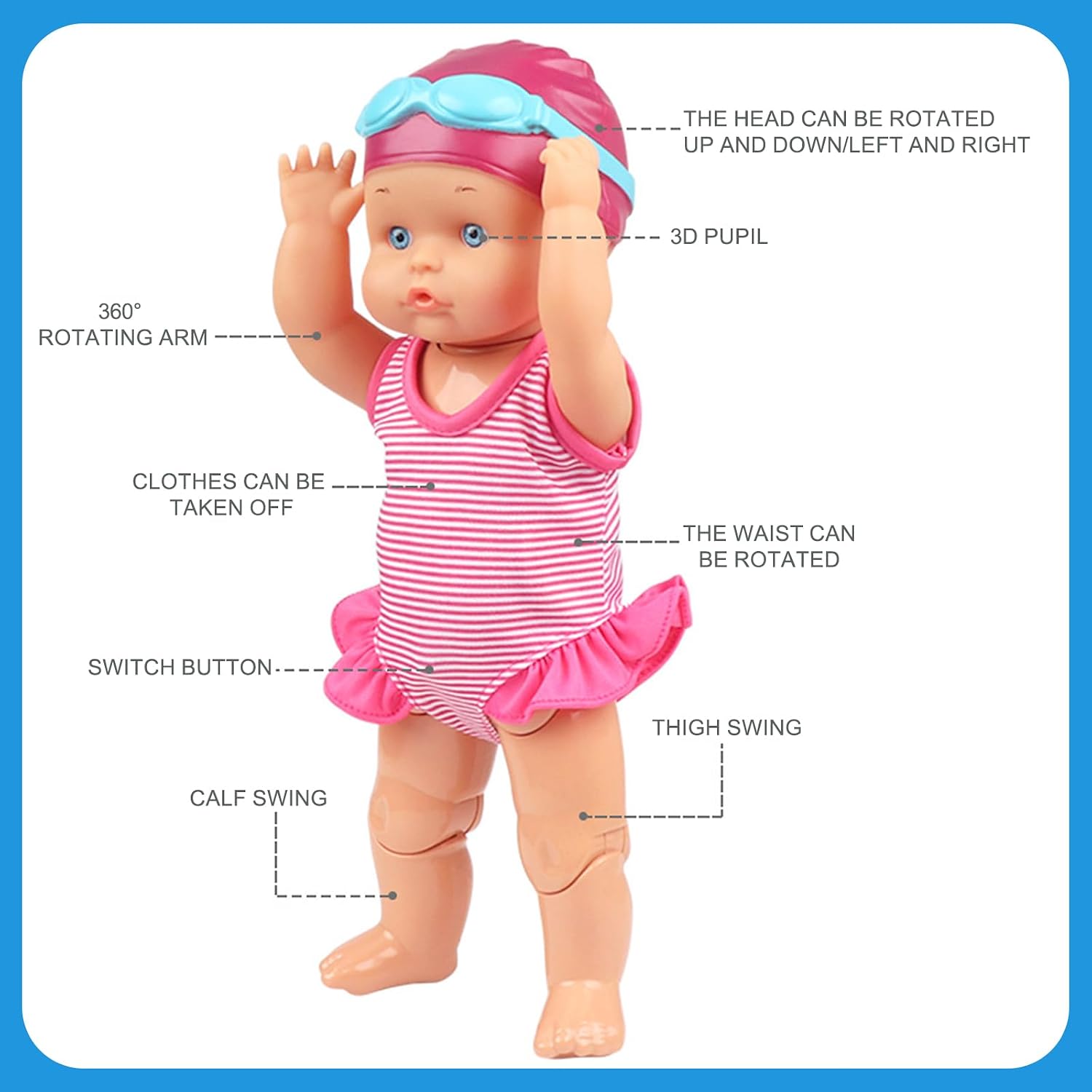 2026 New Electric Waterproof Swimmer Doll，for Pools/Bathroom Play | Waterproof Electric Swimming Doll features lifelike backstroke, perfect as a fun bath toy.