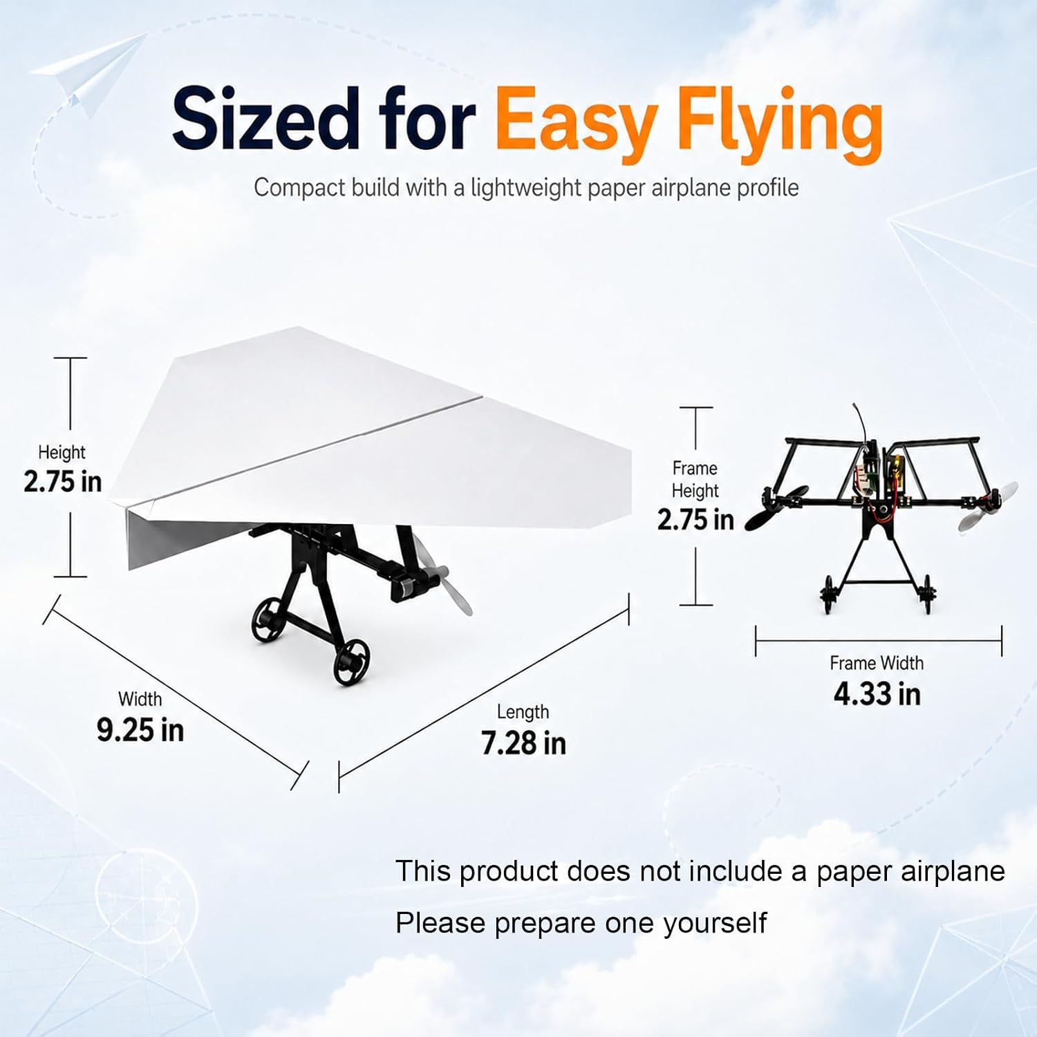 Paper Airplane Kit DIY Rc Plane Micro to Build for Adults Remote Control Power Motor Aircraft with Propeller Electric Flying Motorized Module Easy to Fly Powered Small Flying Controller