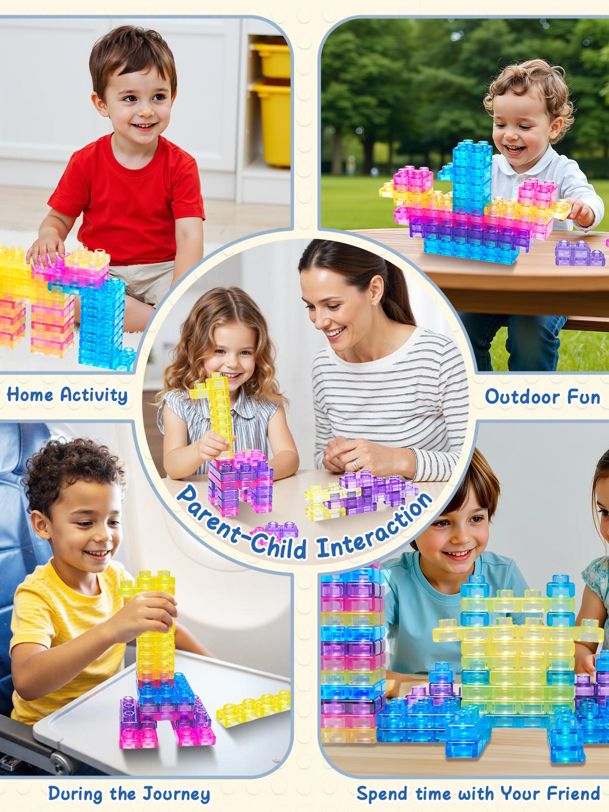JOYSPOT Soft Jelly Building Blocks, Squishy Multi-color Stacking Building Blocks Toy Set, Non-toxic Sensory Tactile Play Toy Safe Squeezable & Stretchable Fun, Puzzle Blocks for Kids Early learning Preschool STEM Creative Construction Bath Toy Age 3+ tikt