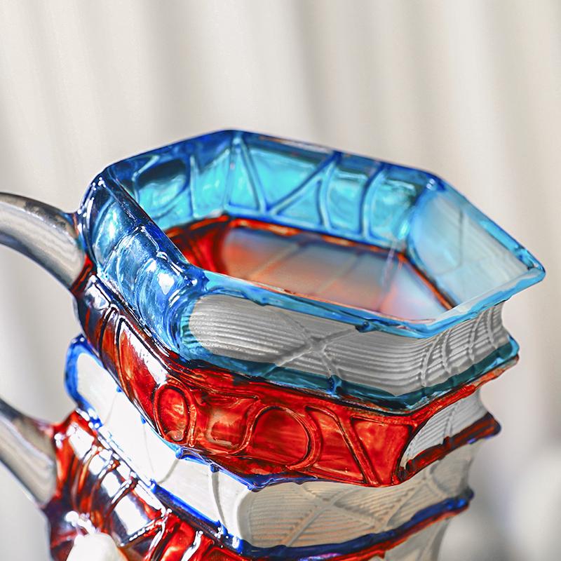 Ceramic Innovative 3D Painting Book Mug Unique Stacked Coffee Cup Perfect Gift for Literature Lovers Creative Colorful Book Gift Ideal for Christmas TikTokShopBlackFriday Reuse Reusable