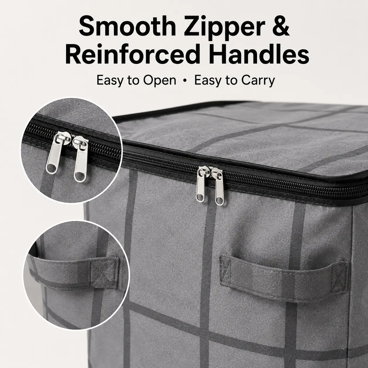 Spacious Moving Storage Bin, Zippered Organizer for Quilts, Bedding & Sweaters, Large Capacity Fabric Bag for Moving Day, Closet & Bedroom Use